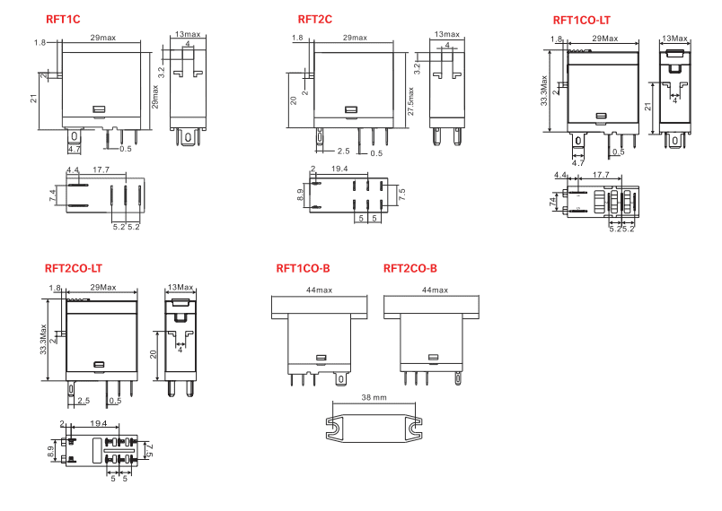 RFT Interface Relay Dimensions