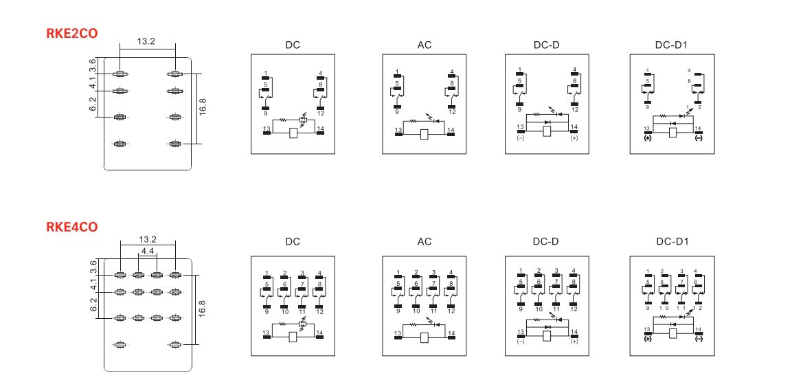 RKE Miniature General Purpose Relay Wiring Diagram