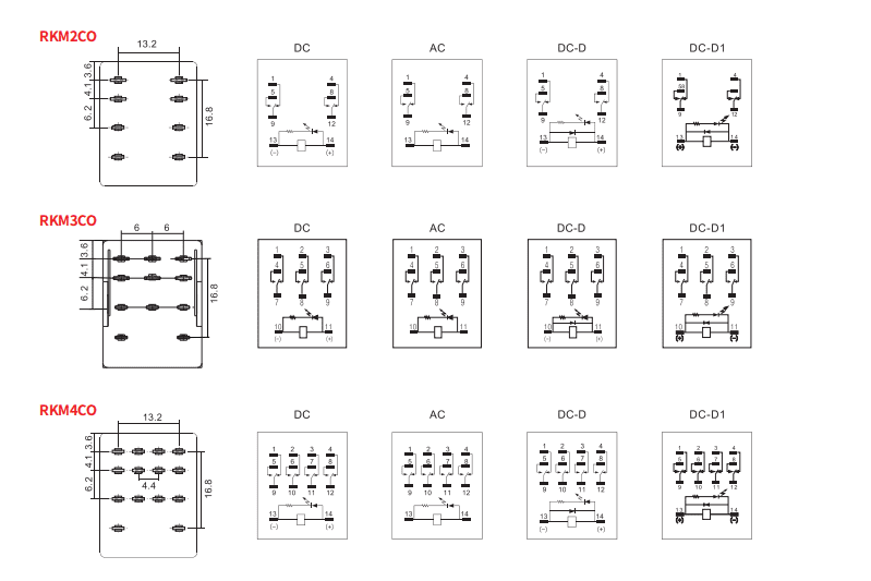 RKM Miniature General Purpose Relay Wiring Diagram