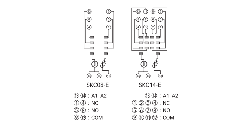 SKC08-E & SKC11-E & SKC14-E Socket Connection Diagrams