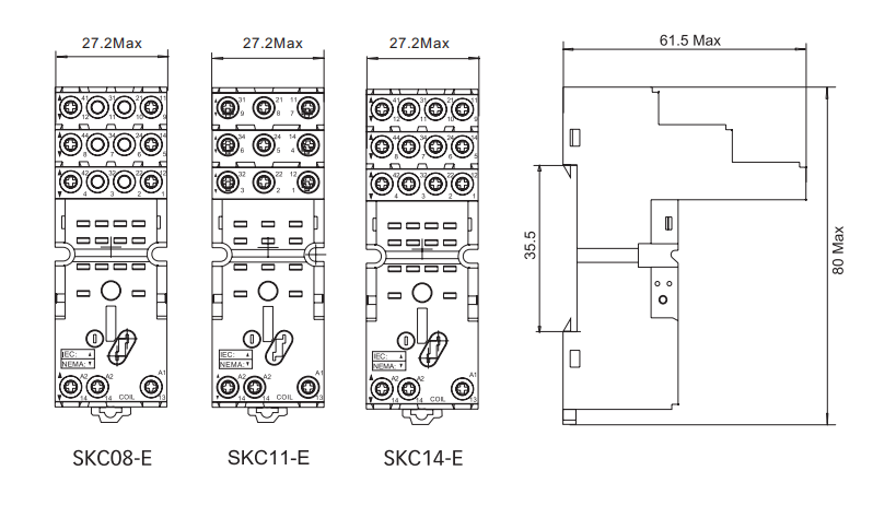 SKC08-E & SKC11-E & SKC14-E Socket Dimension