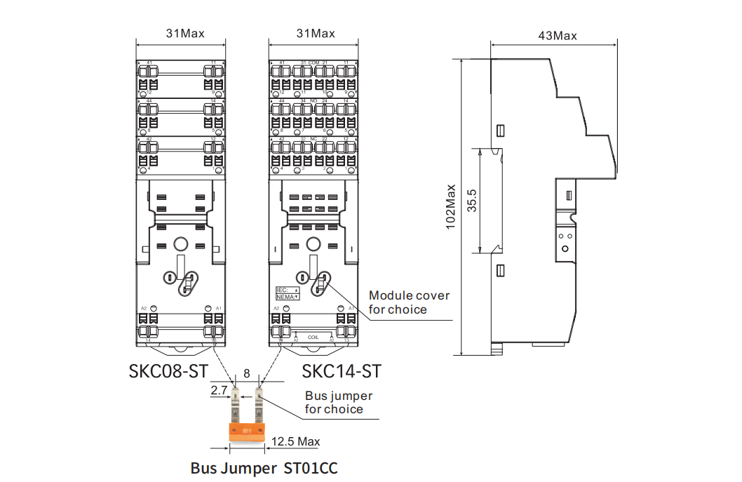 SKC08-ST & SKC14-ST SOCKET DIMENSIION