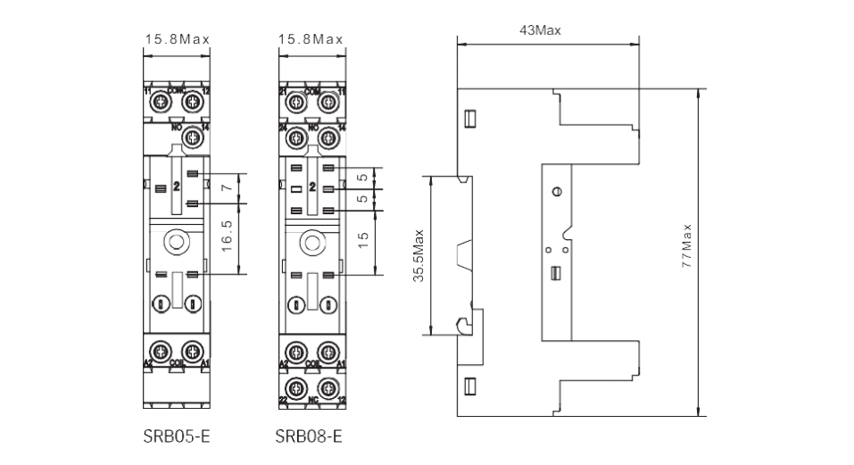 SRB05-E SRB08-E DIMENSIONS