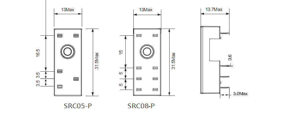 SRC05-P SRC08-P DIMENSIONS