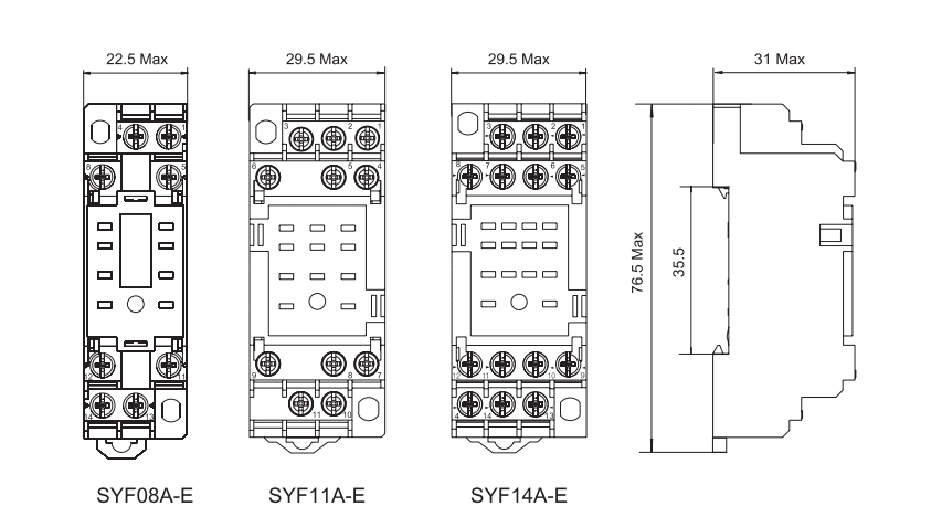 SYF08A-E & SYF11A-E & SYF14A-E RKM Socket Dimension