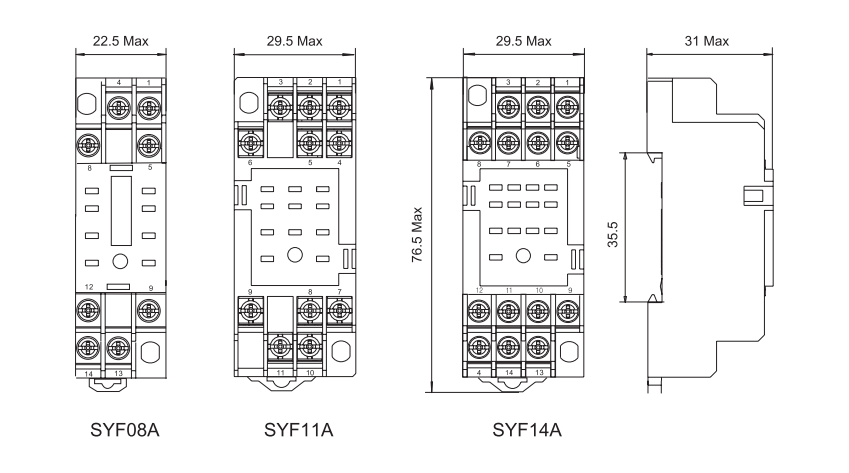 SYF08A & SYF11A & SYF14A RKM Socket Dimension