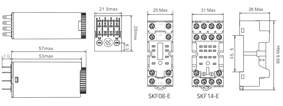 TKB Timer Relay DIMENSIONS