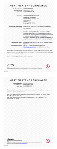 Ul certificate of compliance - Shenler Relay