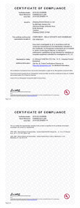 Ul certificate of compliance - Shenler Relay
