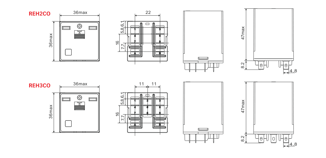 REH Power Relay Dimensions