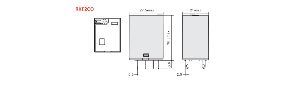 RKF Magnetic Blow-out Power Relay Dimensions