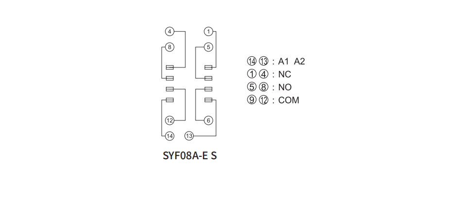 SYF08A-E S RKF Magnetic Blow-out Power Relay Socket Connection Diagram