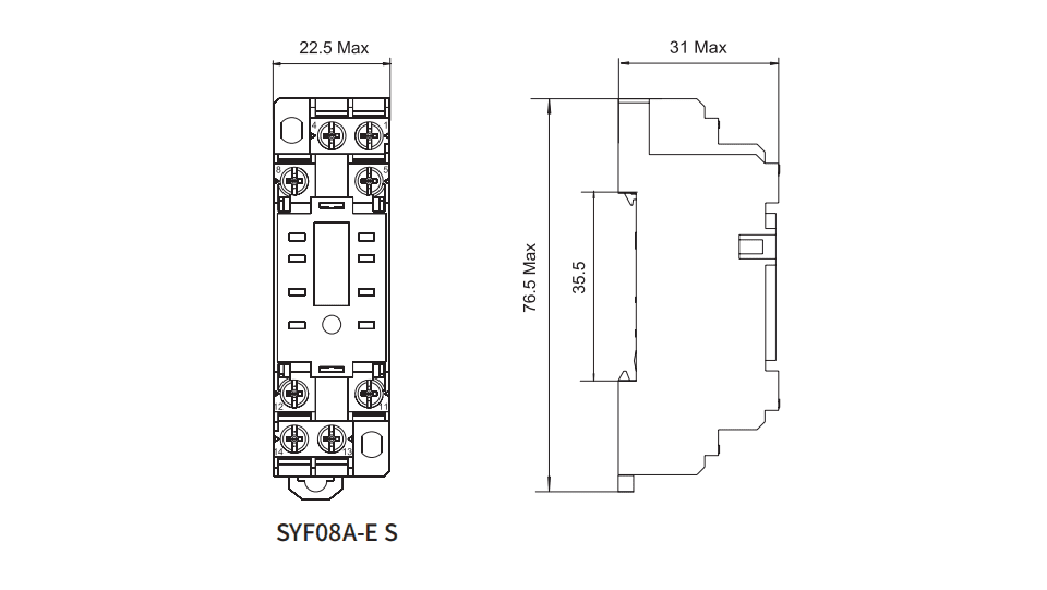 SYF08A-E S RKF Magnetic Blow-out Power Relay Socket Dimension