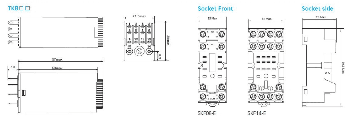 Adjustable Delay Timer Relay dimensions